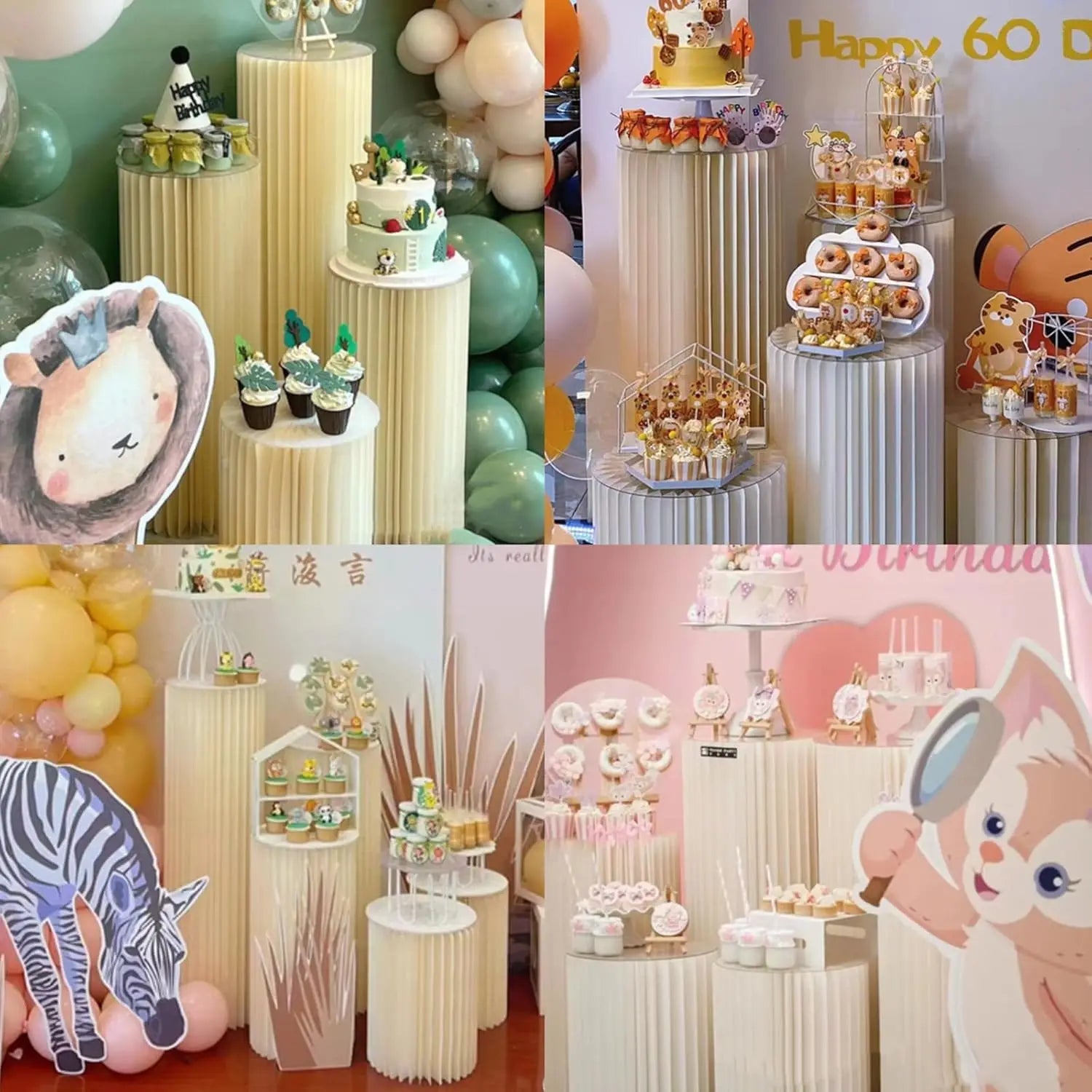 Centerpieces Cardboard Vases Foldable Cardboard Display Columns Stand for Wedding Birthday Party Backdrop Cupcake Decorations