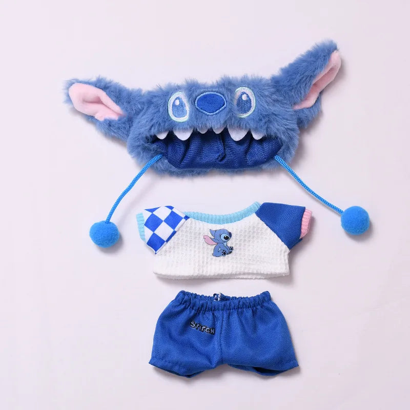 Kawaii Stitch Doll Clothes 15-17Cm Plush Doll Clothes Hat Set Doll Replacement Cartoon Doll Accessories Pet Clothes