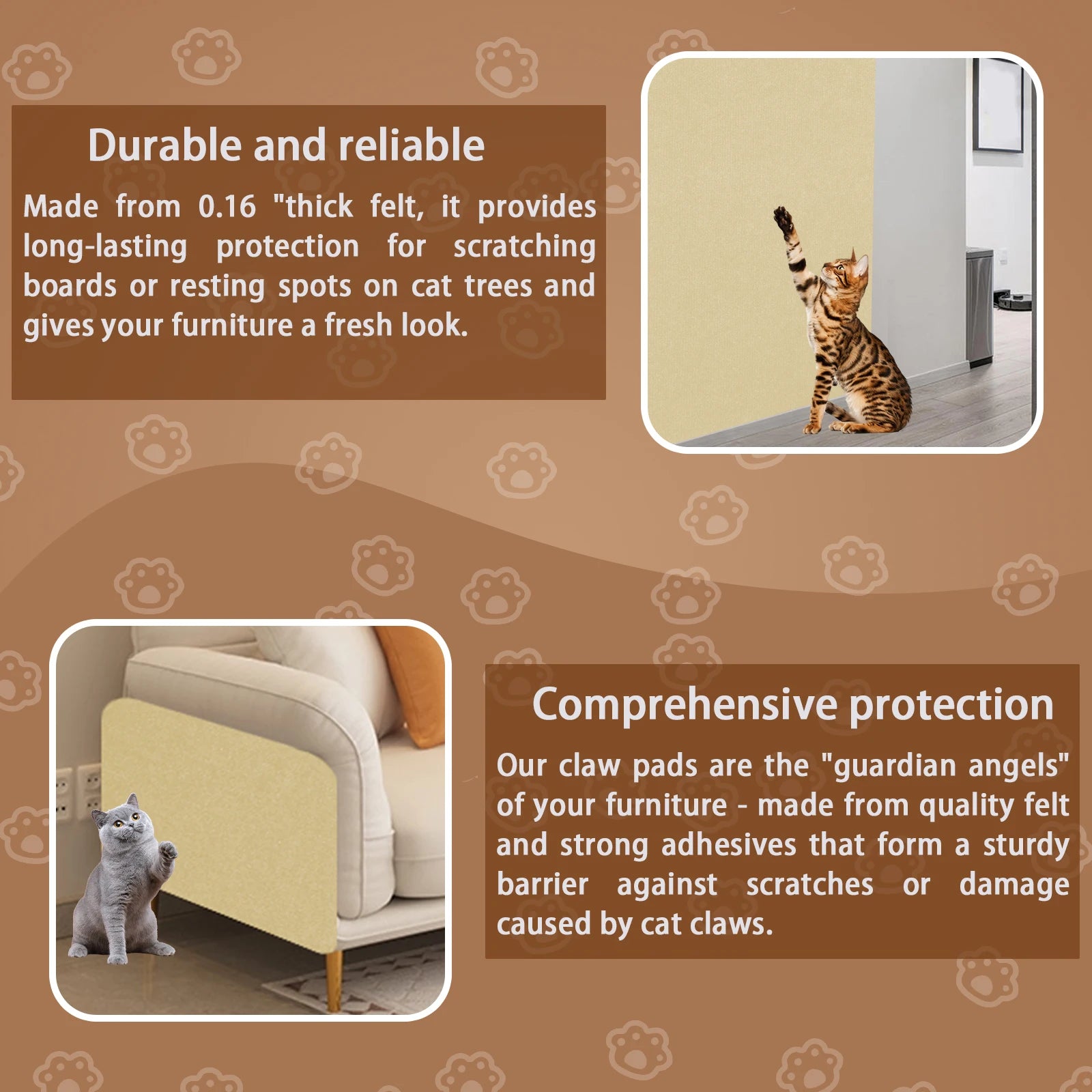 2M Cat Scratch Protector Self-adhesive Trimmable Sofa Protection Artifact Durable Anti-cat Scratch Furniture Pads Cat Supplies