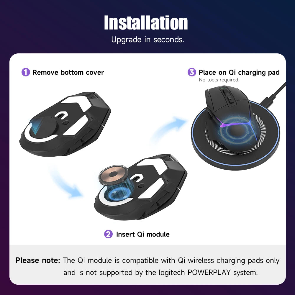 For Logitech Mouse Magnetic Wireless Charging QI Module Base for Logitech G Pro X Superlight 2 G PRO 2 LIGHTSPEED G502 X