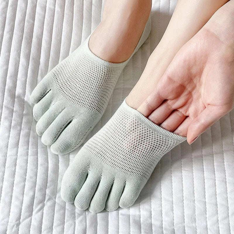 5 Pairs Summer Mesh Toe Socks Women Low Cut Toe Socks with Separate Fingers No-show Slipper Invisible Socks Five Finger