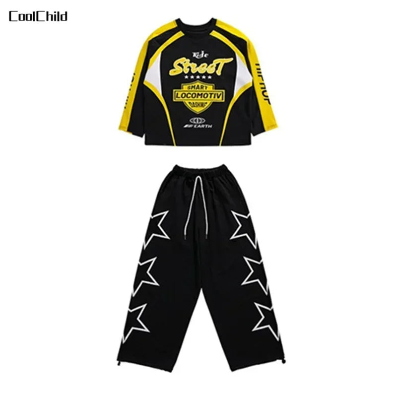 Boys K-pop Sweatshirt Fashion Vest Sweatpants Girls Hip Hop Joggers Pants Costumes Child Streetwear Kids Jazz Dance Clothes Sets