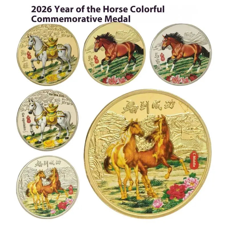 1PC  Metal Collection 2026 New Year Souvenir 40mm Chinese Coins Lucky Animal Horse Collectible Coins