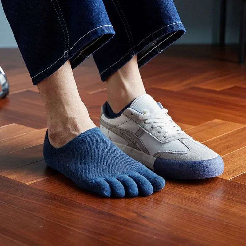 2 Pairs/Lot Men's Cotton Toe Crew Socks High Quality Breathable Sports Running Ankle Cotton Short Five Fingers Socks