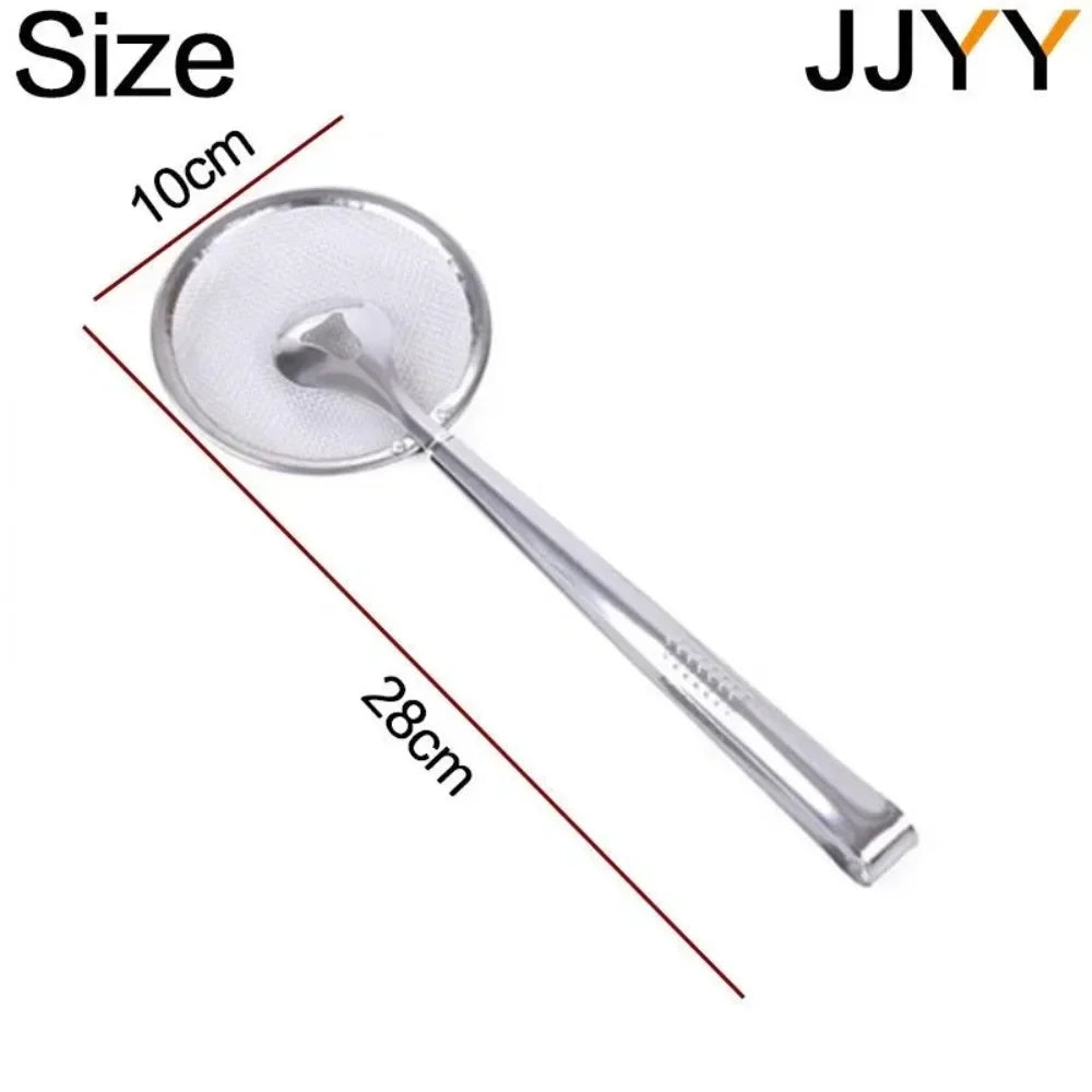 Stainless Steel Fine Mesh Strainer Spoon with Clip Multifunctional Kitchen Colander Skimmer for Frying Oil Filtering Salad Barbecue Serving Heat Resistant Cooking Gadget Home Dining Bar Supplies Everyday Use Gift
