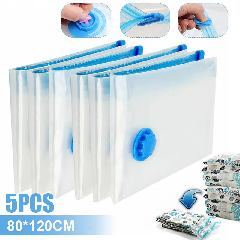 Vacuum Storage Bags Transparent Folding Compressed Space Storage Bag Travel Seal Packet Organizers For Clothes Pillow Bedding