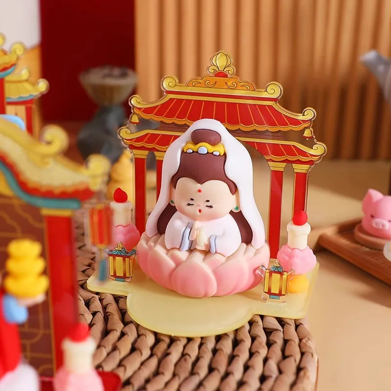 Chinese Deity Figurines Desk Organizer Creative Car Interior Zen Decor Office Stress Relief Ornament Car/Buddha Shrine Decor