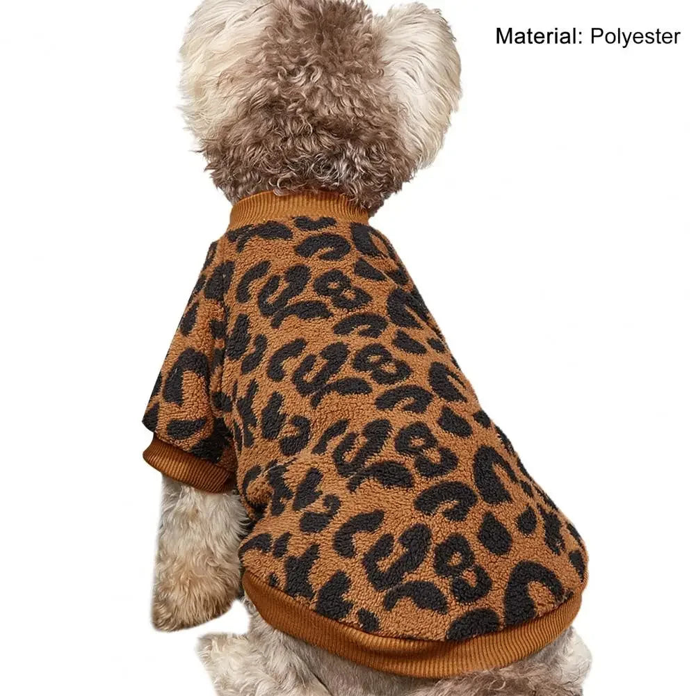 Puppy Pullover Dogs Pet Sweater Winter Leopard Print French Bulldog Winter Warm Sweater Pet Apparel Dog Clothing Kurtka Dla Psa