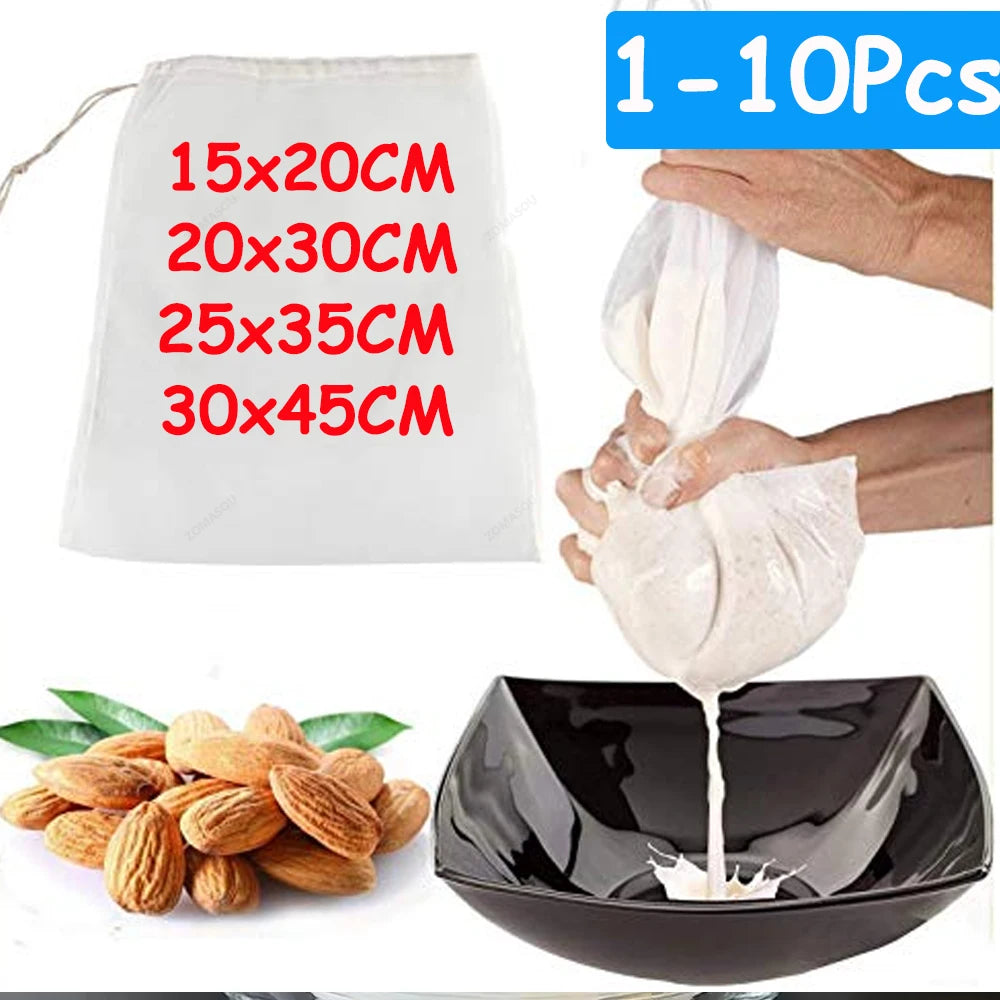 100 Mesh Soy Milk Wine Filter Bag Nut Milk Bag Coffee Tea Oil Yogurt Filter Net Mesh Food Reusable Nylon Filter Strainer