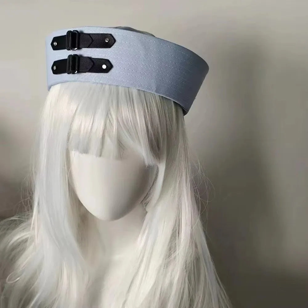 Y2K Black Leather Buckle Sailor Hat PU Versatile Vintage Beret
