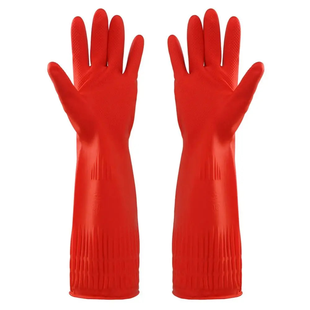 1 Pair Heavy Duty Rubber Gloves with Extra Long Cuffs Safety Gauntlet Car Washing Gloves For Dish Washing Household Cleaning