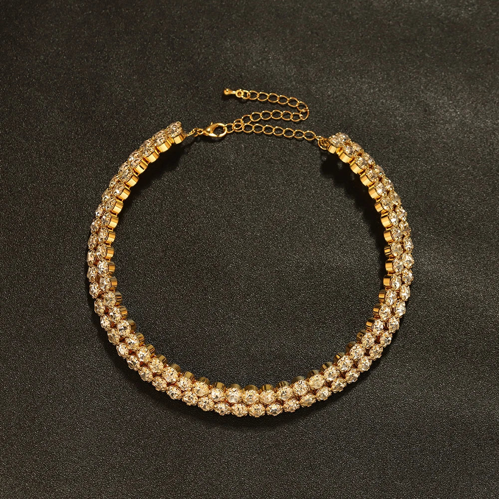 TREAZY Gold Color Crystal Rhinestone African Bridal Jewelry Sets