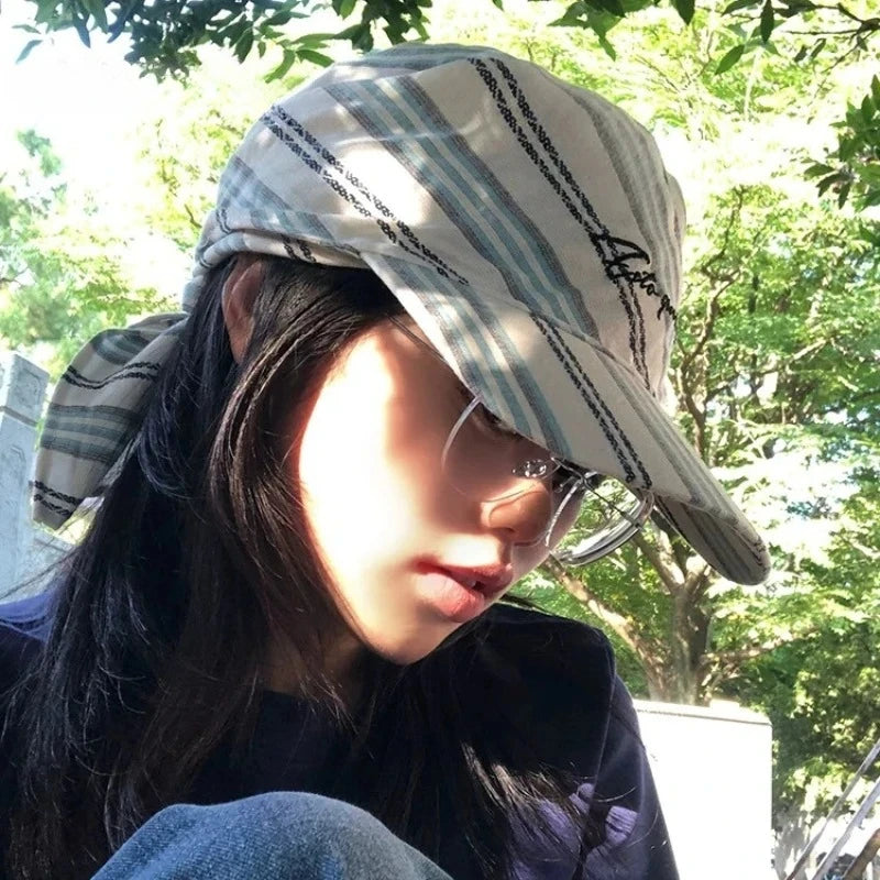Korean Ins Plaid Triangle Scarf Cap Women's Y2K Spicy Girl Bucket
