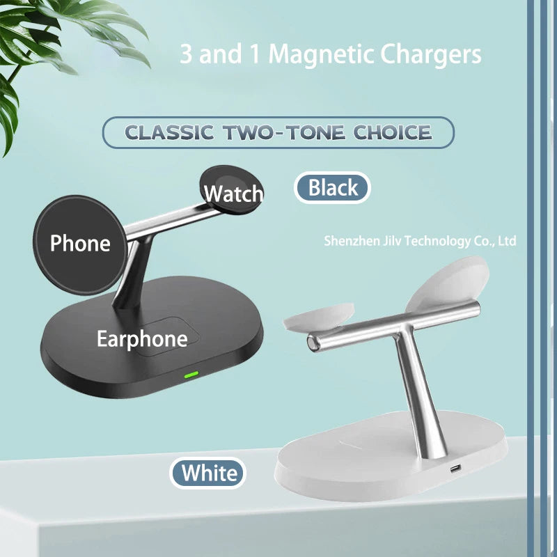 2025 3 in 1 30w Qi2 Wireless Charger Stand Fast Charging for iPhone 17 16 15 14 13 12 iWatch Airpods Wireless Charging Station