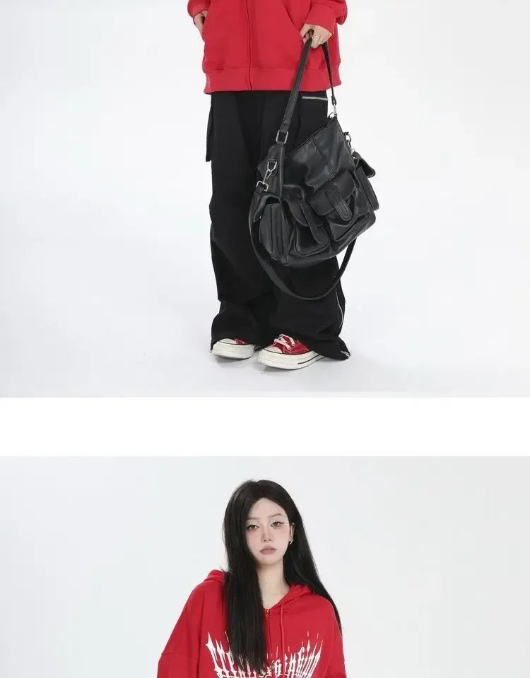 Japanese Zip Up Devil Horns Hoodies Women Harajuku Punk Gothic Sweatshirt Fairy Grunge Jacket Coat Streetwear Alt Emo Clothes