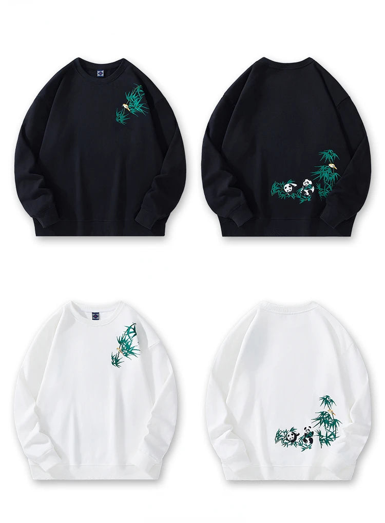 Fashion Crewneck Sweatshirt Men Bear Embroidery Hoodies Women Casual Chinese Panda Bamboo Fleece Designer Harajuku Pullover 2024