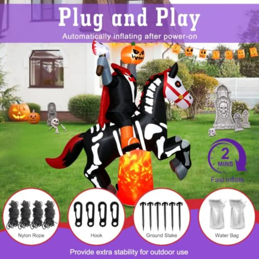 Halloween outdoor decoration: inflatable 8ft tall Headless Horseman