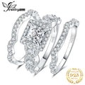 3-Pc 925 Sterling Silver Halo CZ Ring Set