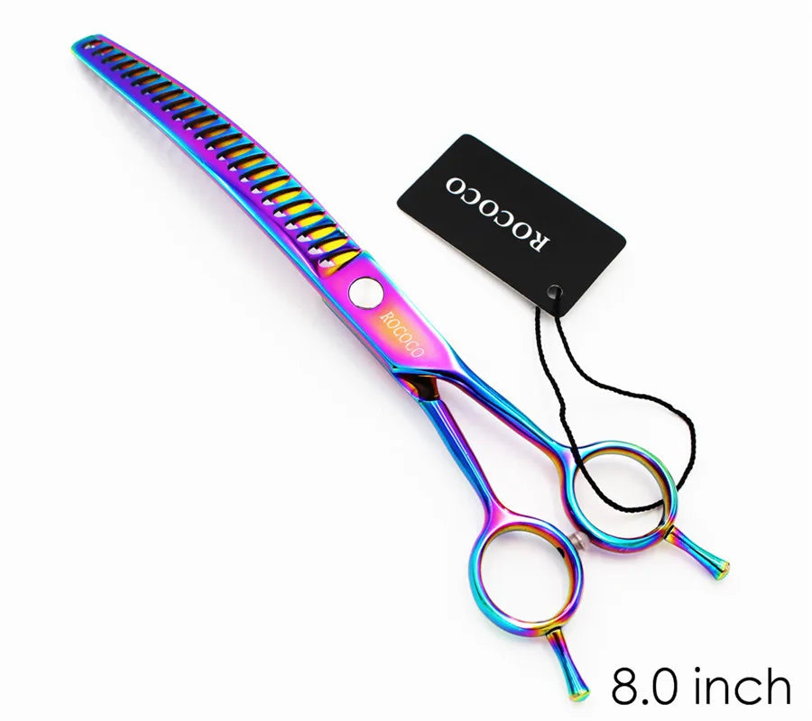 Professional 8 inch 7 inch 6.5" High Quality Pet Dog Grooming Scissors Curved Shark Thinning Shears Cat Dog Barber Scissors