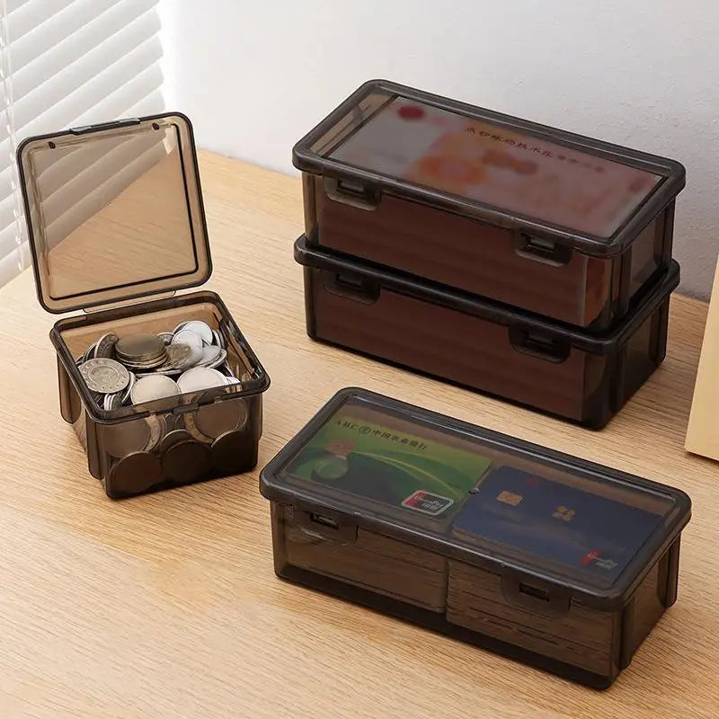 Black Desk Organizer Transparent Plastic Storage Box With Lid For Pens Pencils Markers School Supplies & Office Organization