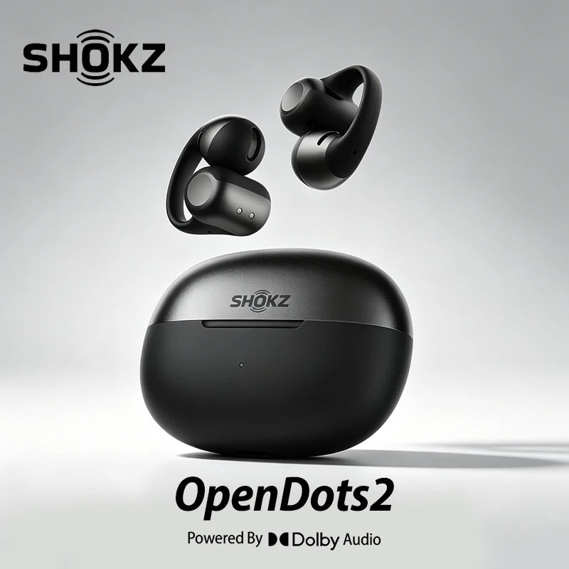 SHOKZ OpenDots 2 Open-Ear Clip-On Earbuds with Upgraded Dolby