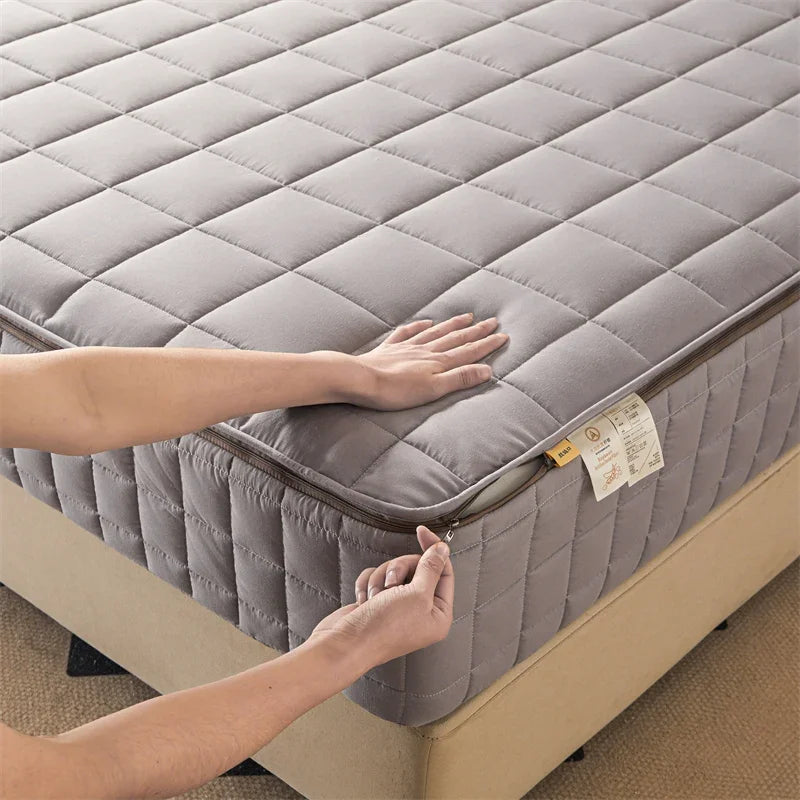 Six Sides All Inclusive Mattress Cover with Zipper Thicken Fitted Sheet Quilted Mattress Protector Pad Couple Customized Size