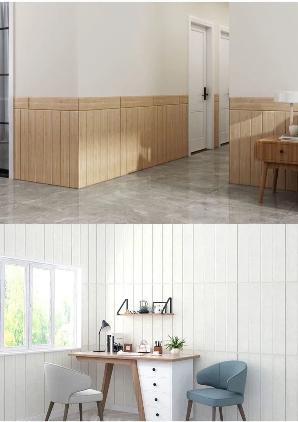 35*35cm 10Pcs 3D Wood Grain Adhesive Wall Wallpaper Waterproof Wall Stickers Living Room Kitchen Background Wall Decoration