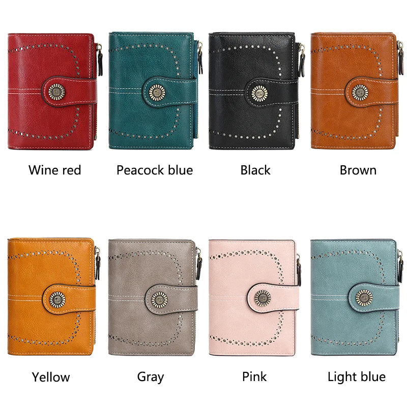 RFID Anti-Theft Retro Wallet for Women, Multi-Card Zipper, Zipper Buckle, Fashion Coin Wallet, Multi-functional Short Wallet