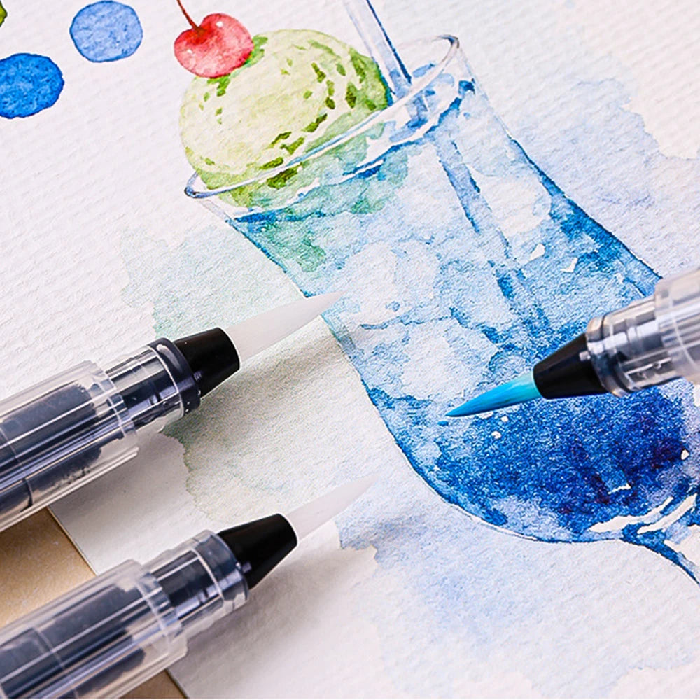 Set Refillable Water Brush Ink Pen For Water Color