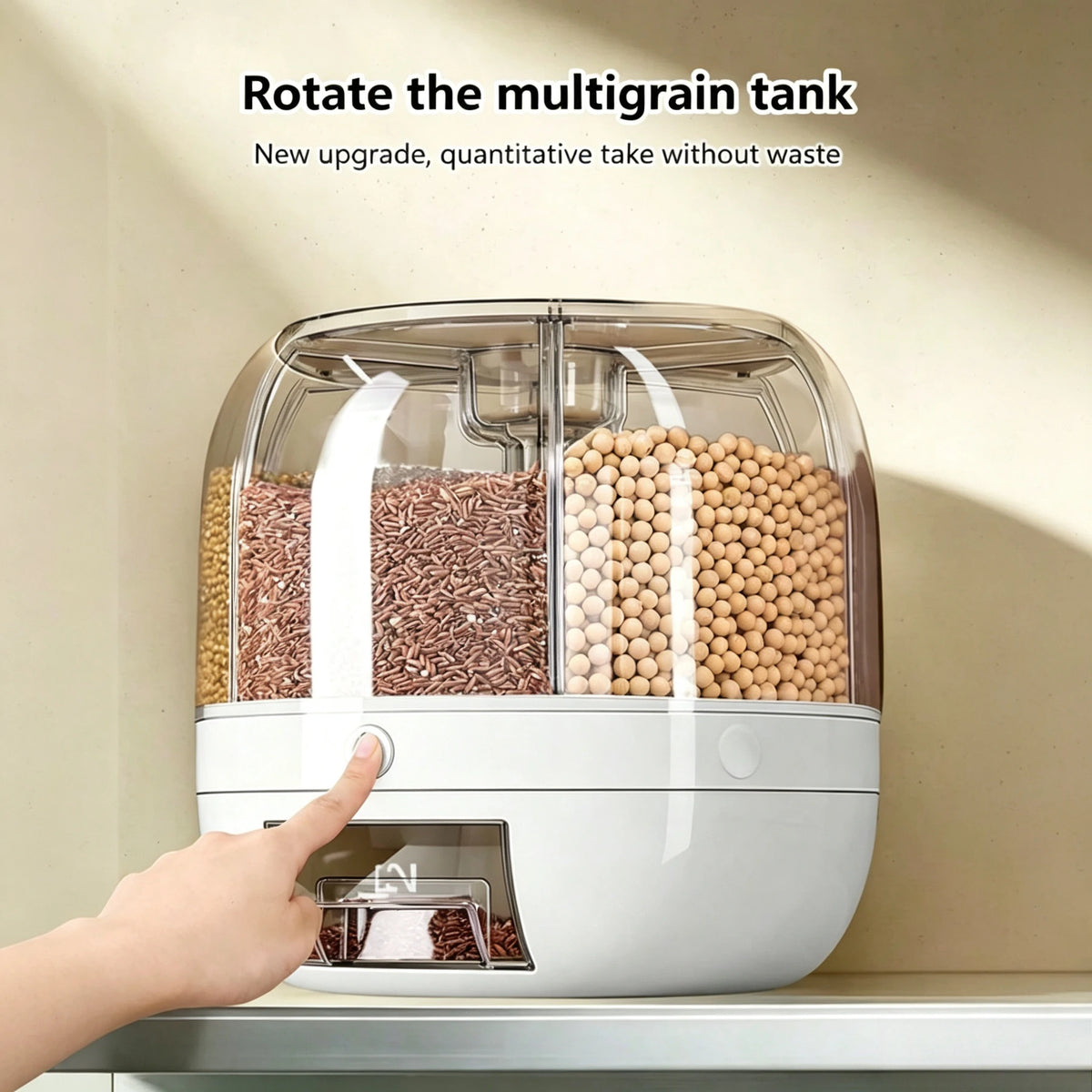 6-Grid Rotating Rice Dispenser, Airtight