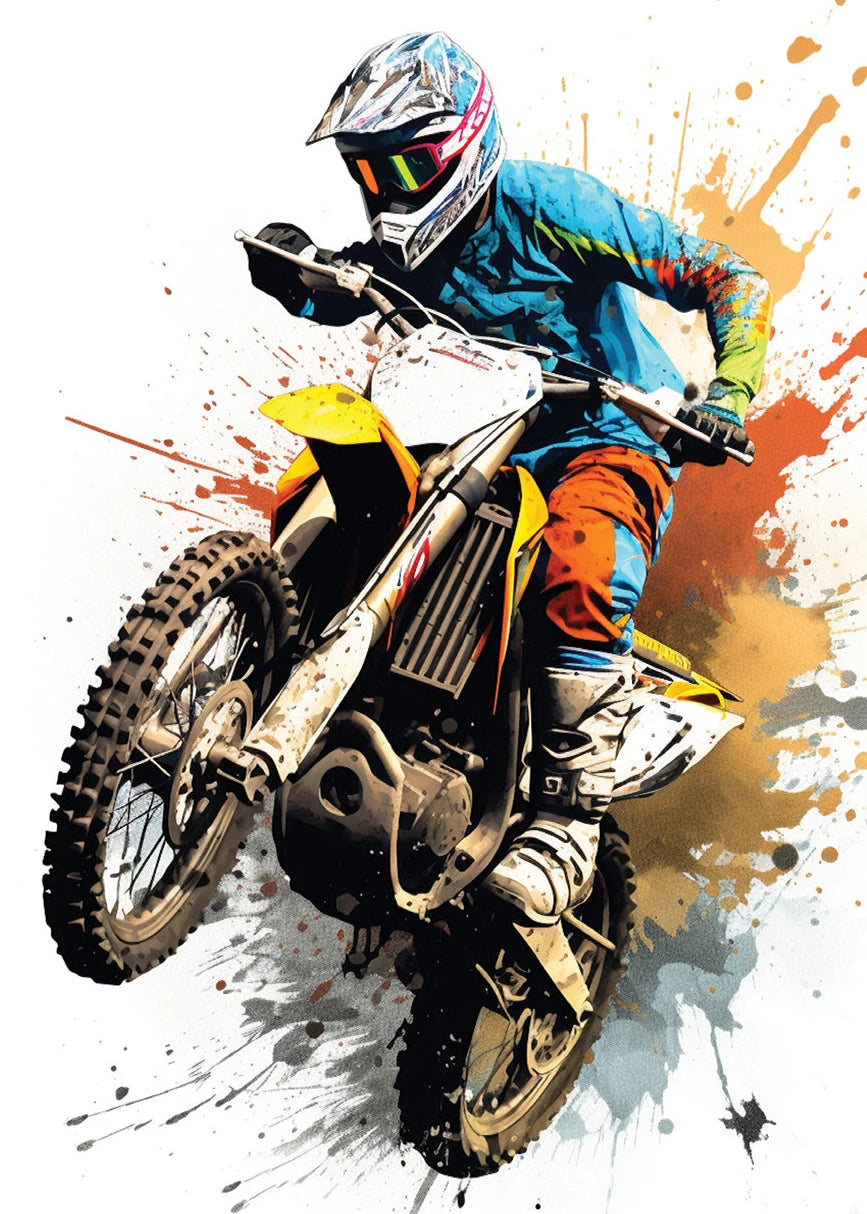 Watercolour Dirt Bike Motocross Canvas Painting Posters Prints  Motorcycle Motorbike Wall Picture for Room Home Decor Cuadros