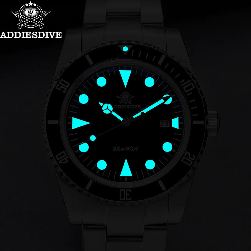 ADDIESDIVE Men's Diving Watch Stainless Steel Ceramic Bezel Quartz