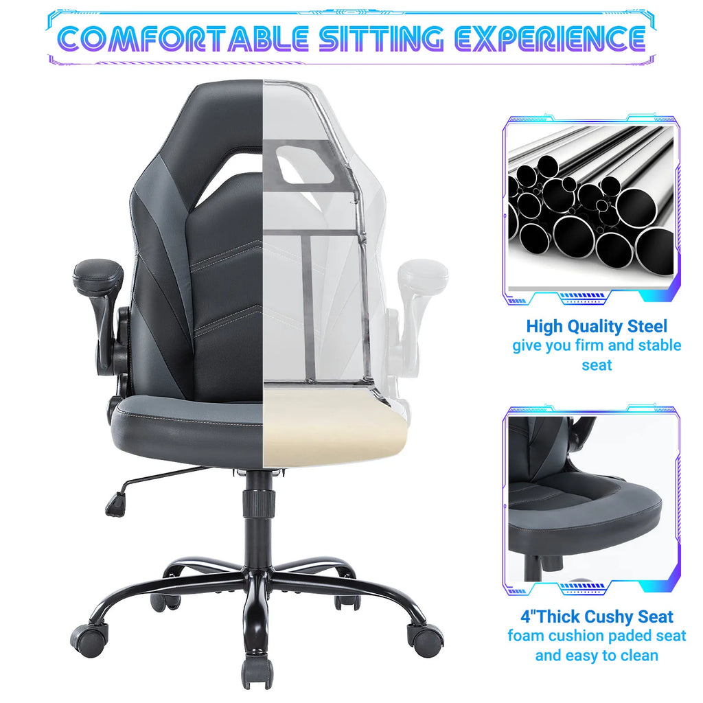 Gaming Desk Chair with Flip-Up Armrests