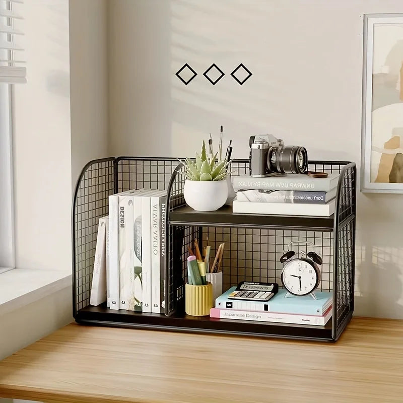 Desktop Bookshelf Tiered Desk Organizer - Durable Bookshelf For Office, Student Desk Shelves Racks Storage Holders Organizer