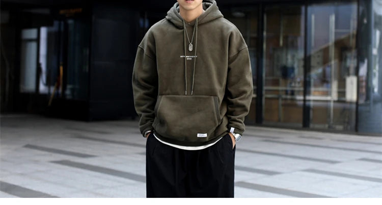 Japanese Streetwear High Quality Hip Hop Thin Fleece Hoodie Men Clothing Harajuku Casual Sweatshirt Korean Couple Pullover Male