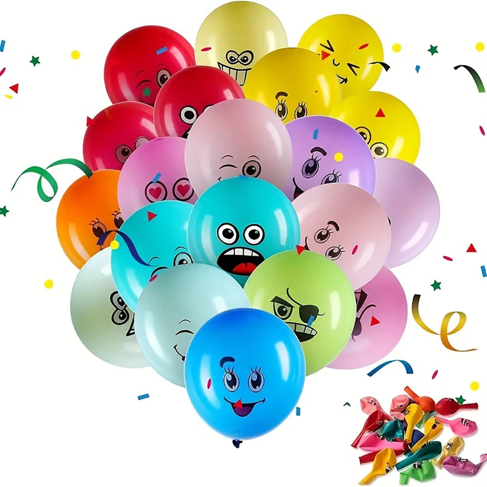 10/20/30pcs 12inch Cute Funny Big Eyes Smiley face latex balloons Birthday Party Christmas Decor Baby Shower Children's Toys