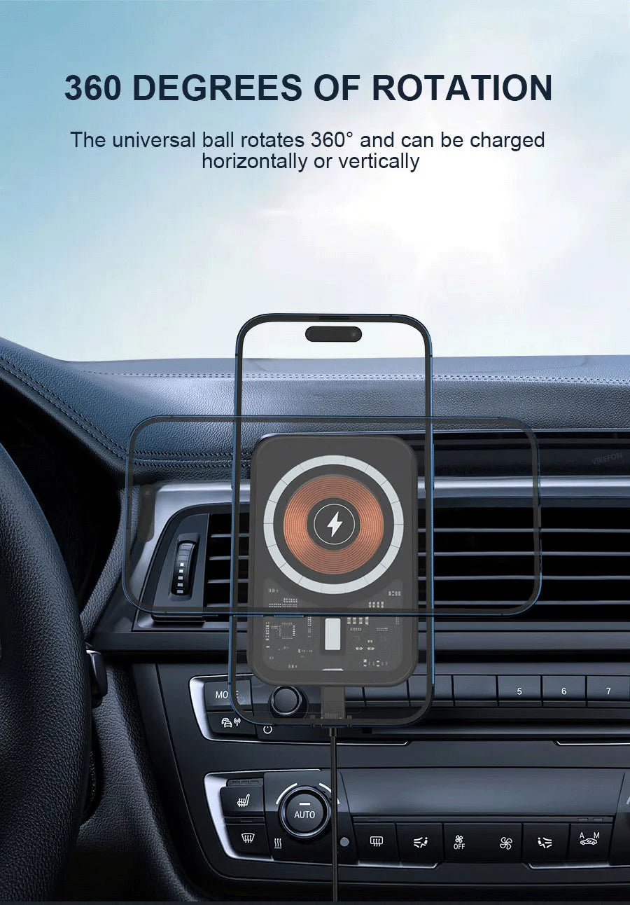 Magnetic Wireless Charger Car Air Vent Mount Phone Holder Stand Fast Charging Station For iPhone 13 14 15 16 17 Pro Max macsafe