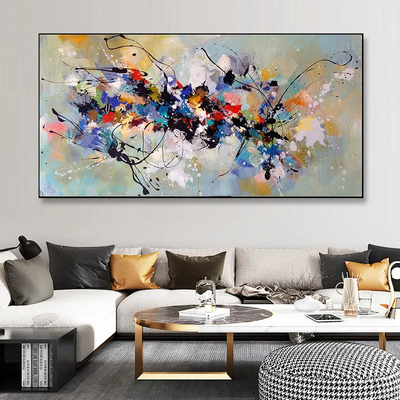 Abstract Colorful Canvas Painting Quadro Flower Posters and Prints Wall Art Pictures Cuadros Living Room Home Decor No Frame