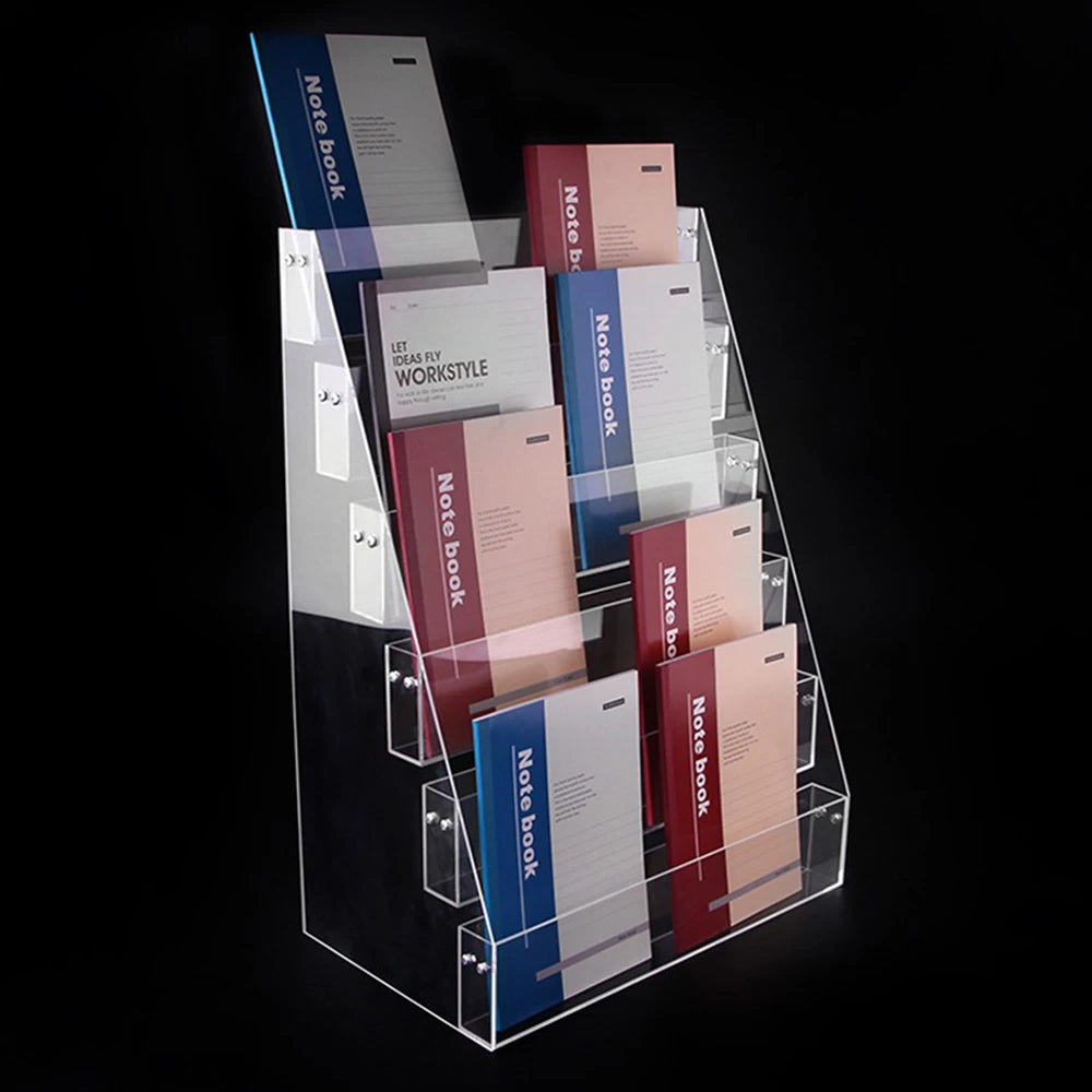 Transparent Display Stand Bookshelf Magazine Notebook Comic Storage Rack Desk Organizer Facial Mask Light Disk Storage Shelf