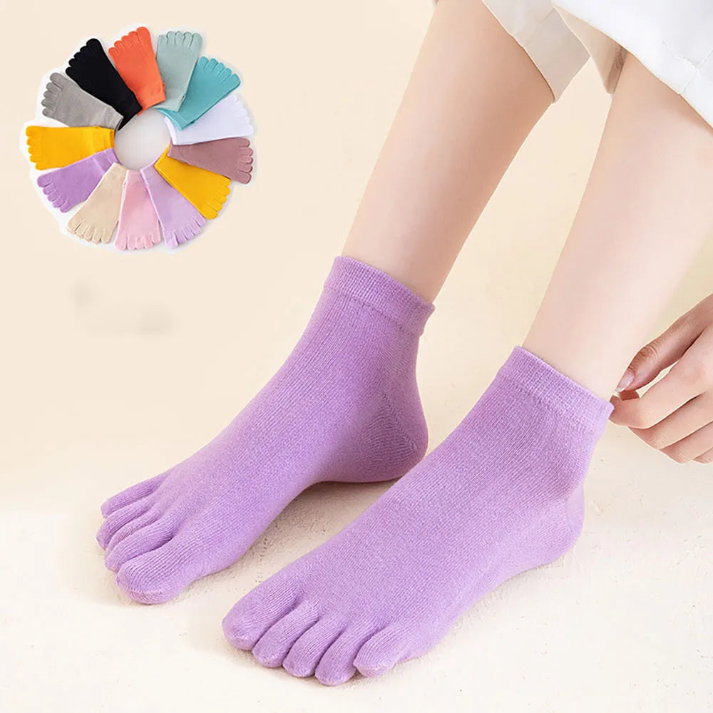 Hot Sale! Women Toe Socks with Separate Fingers Summer Solid Color Cotton Five Finger Socks Women Low Cut Ankle Socks Yoga Sport