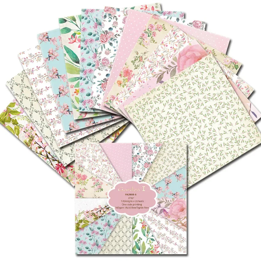 6x6 Scrapbooking Paper Pad  6/12 Sheets Floral Pattern Decorative Paper For Journaling Collage DIY Crafts