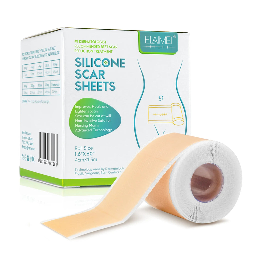 4cm X 150cm Silicone Scar Sheets , 1 Roll Self-Adhesive Scar Cover Tape Skin Care Waterproof and Breathable Scar Patch