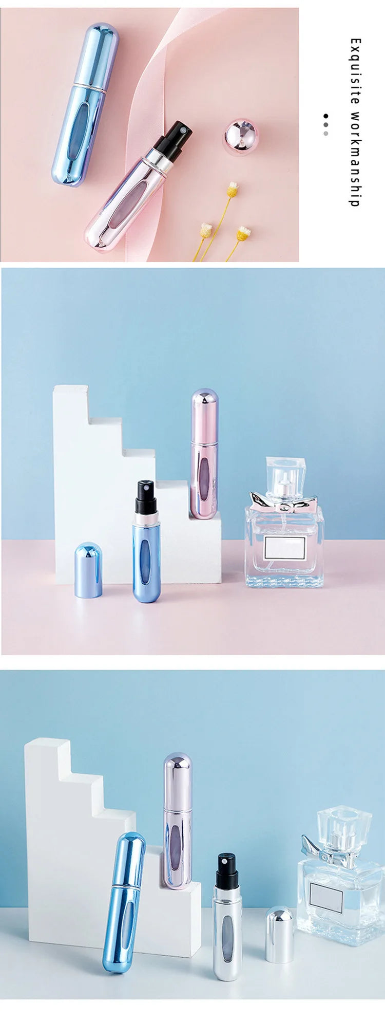 5ML Portable Travel Perfume Spray Bottle with Skin Care Tools Convenient and Easy to Carry Great for On-the-go Use and Touch-ups