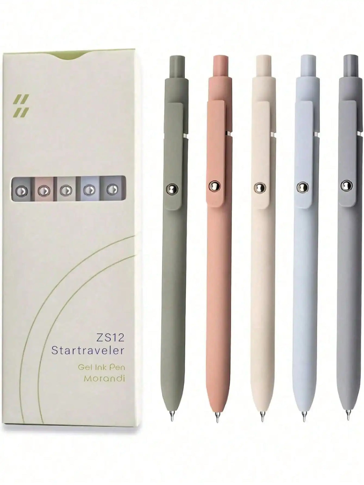 Gel Pens, 5 Pcs 0.5mm Black Ink Pens Fine Point Smooth Writing Pens, High-End Series Pens For Journaling Note Taking, Cute Office School Supplies Gifts For Women Men (Morandi)