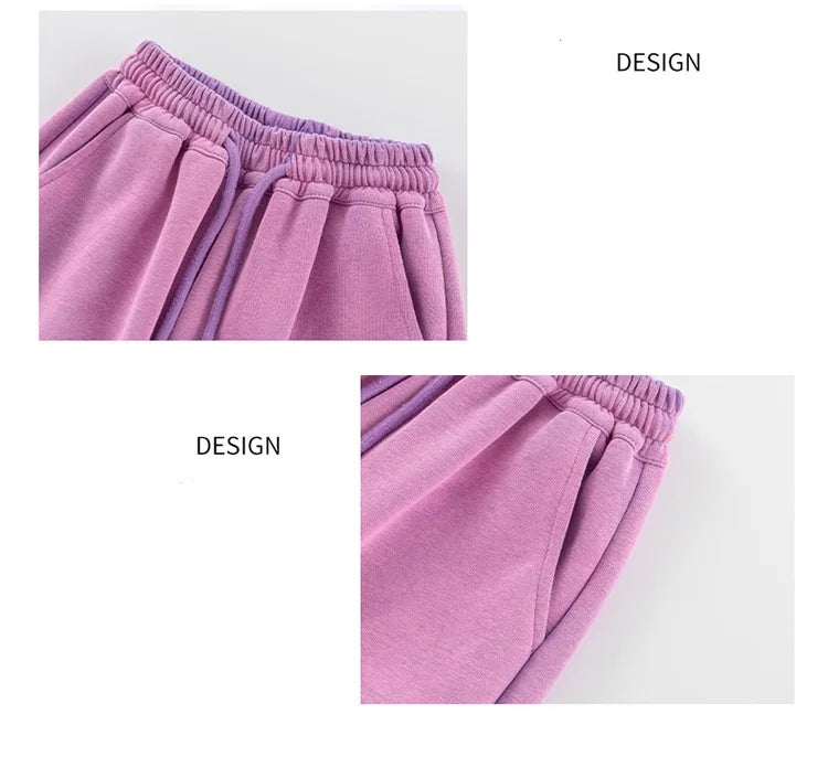 Girls Contrast Tie Dye Alphabet Sweatshirt+Drawstring Sweatpant Sets School Kids 2PCS Tracksuit Children Jogging Outfits 5-16 Yr