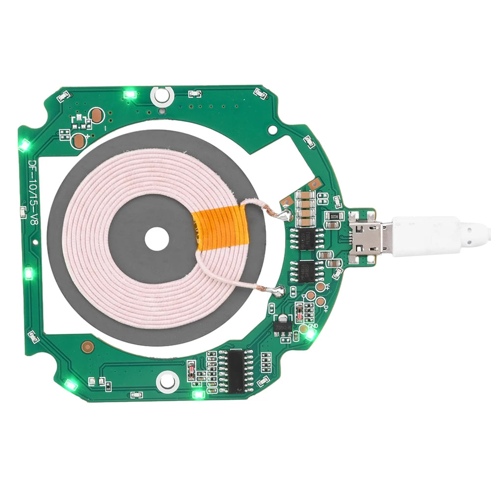 10W 15W High Power Wireless Charger Transmitter Module Type C Micro USB + Coil QC/PD For QI Standard Fast Charging Circuit Board