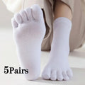 12/5/1pairs Five Finger Socks Pure color Sweat Absorbing Mid Tube Split Toe Socks Toes Socks Sports Tab Socks for Men and Women