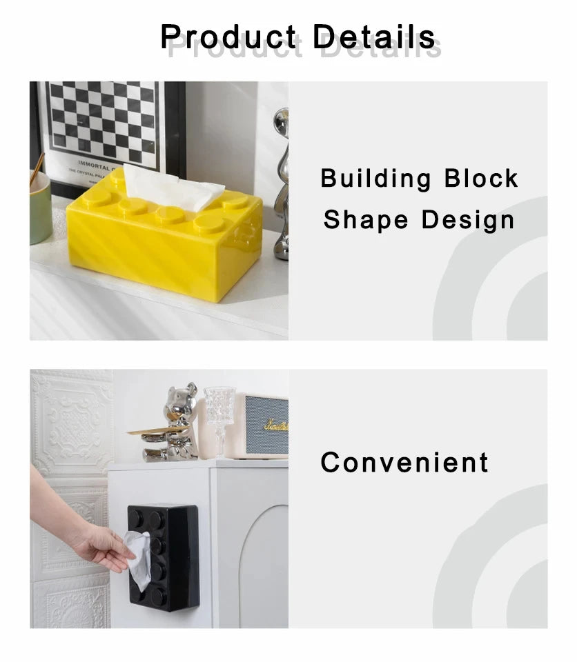 Building Blocks Tissue Box Punch-free Wall-mounted Creative Tissue Box With Spring Home Office Bathroom Waterproof Tissue Box