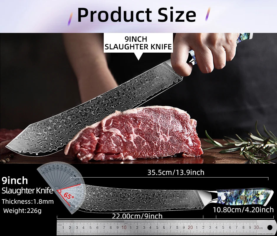 Damascus Knife Chef Knife Japanes VG10 67 Layer Steel Cleaver Paring Bread Knife Lasting Sharp Abalone Shell Handle Kitchen Gift