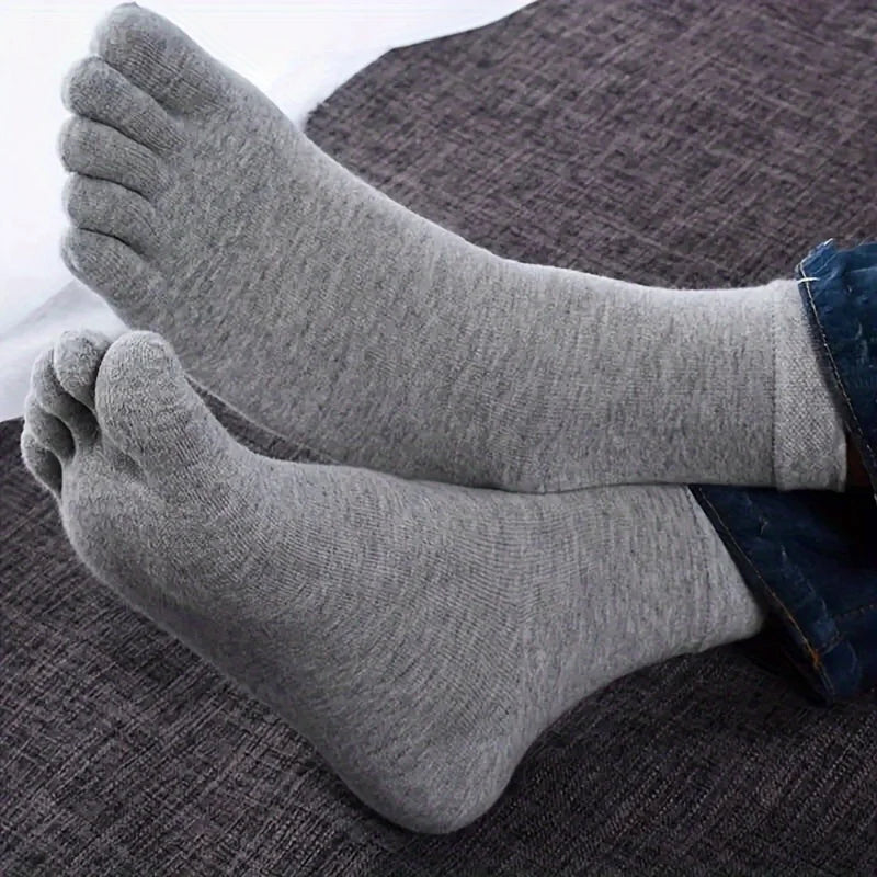 12/5/1pairs Five Finger Socks Pure color Sweat Absorbing Mid Tube Split Toe Socks Toes Socks Sports Tab Socks for Men and Women